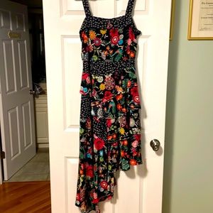 Nicole Miller Silk Asymmetrical floral ruffled dress size 8 NEW summer dress